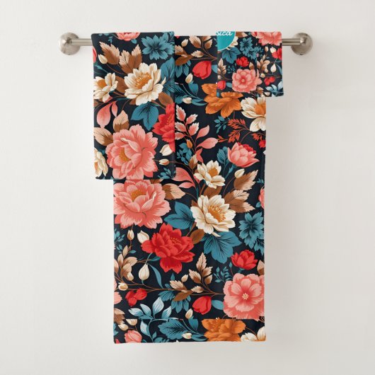 菊のモザイクカラフルパタパーソナライズされたーン バスタオルセット (インサイチュ)