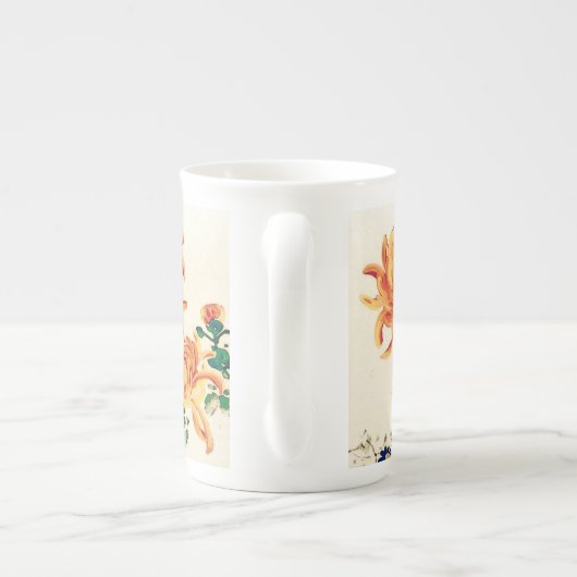 菊のヴィンテージの日本のな絵画 ボーンチャイナマグカップ (裏面)