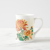 菊のヴィンテージの日本のな絵画 ボーンチャイナマグカップ (右)