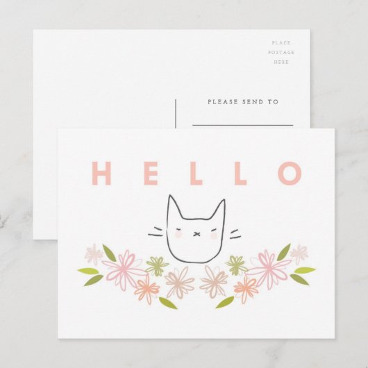 菊の中の園猫 ポストカード (正面/裏面)