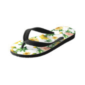 菊の水色：シームレスなフローラデザイン キッズビーチサンダル (アングル)