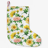 菊の水色：シームレスなフローラデザイン スモールクリスマスストッキング (正面)