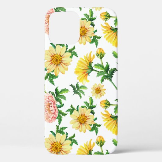 菊の水色:シームレスなフローラデザイン Case-Mate iPhoneケース (裏面)