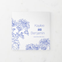 菊の白と青の花のイラスト