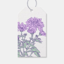 菊の紫のフローラギフトラベル ギフトタグ