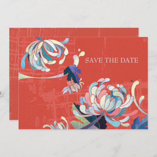 菊の結婚式の招待状（Save the Date） セーブザデート (正面/裏面)