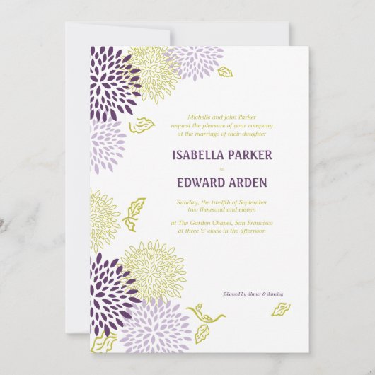 菊の結婚式招待状5 x 7 招待状 (正面)