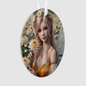 菊の美しい11月の妖精 オーナメント (正面)