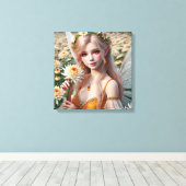 菊の美しい11月の妖精 キャンバスプリント (インサイチュ (ウッドフロア))