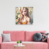 菊の美しい11月の妖精 キャンバスプリント (インサイチュ (リビング))