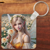 菊の美しい11月の妖精 キーホルダー (裏面)