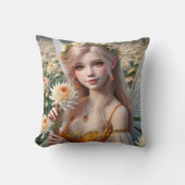 菊の美しい11月の妖精 クッション (正面)