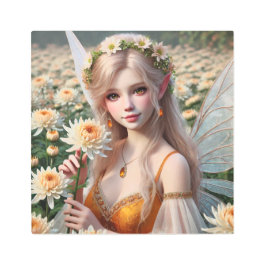 菊の美しい11月の妖精 メタルプリント