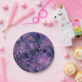 菊の花のアブストラクト花卉アート（バイオレット） ペーパープレート (パーティー)