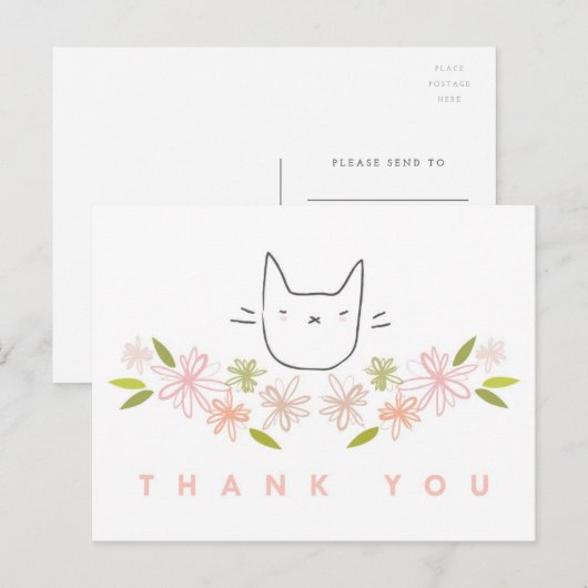 菊の花の猫 ポストカード (正面/裏面)