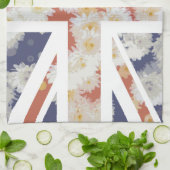 菊の花の英国国旗イギリス(イギリス)の旗 キッチンタオル (折り畳み)
