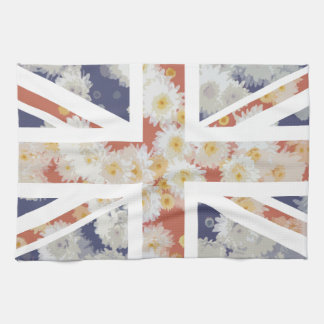 菊の花の英国国旗イギリス(イギリス)の旗 キッチンタオル