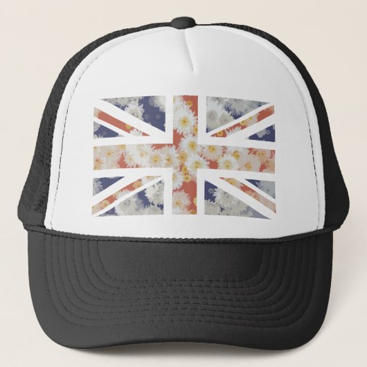 菊の花の英国国旗イギリス(イギリス)の旗 キャップ (正面)