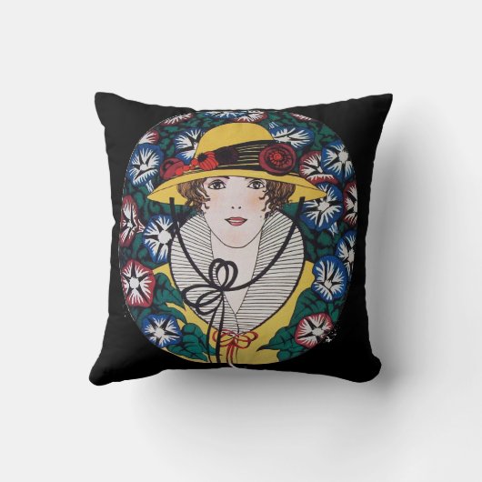 菊の花を咲かせた婦人 クッション (裏面)