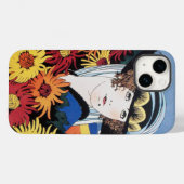 菊の花を持つ婦人、黒 Case-Mate iPhoneケース (裏面 (横))