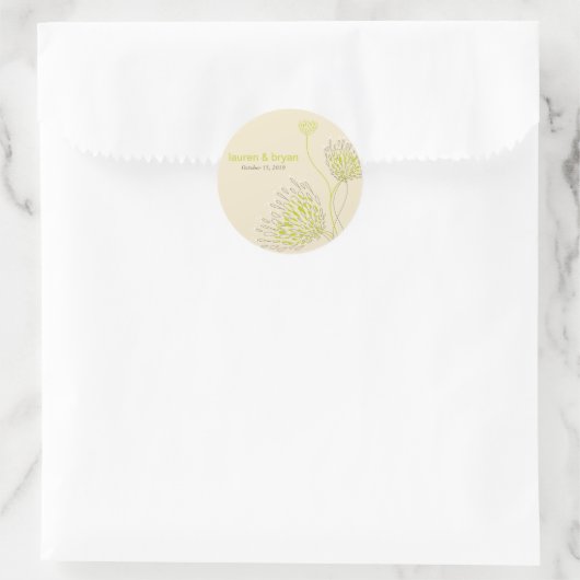 菊の花フローラエレガントな結婚式パーティー ラウンドシール (バッグ)