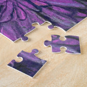 菊の花抽象芸術フローラアートバイオレット ジグソーパズル (側面)