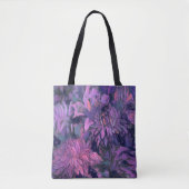 菊の花抽象芸術フローラアートバイオレット トートバッグ (正面)