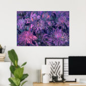 菊の花抽象芸術フローラアートバイオレット ポスター (ホームオフィス)