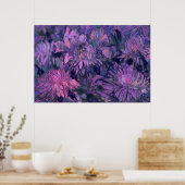 菊の花抽象芸術フローラアートバイオレット ポスター (キッチン)