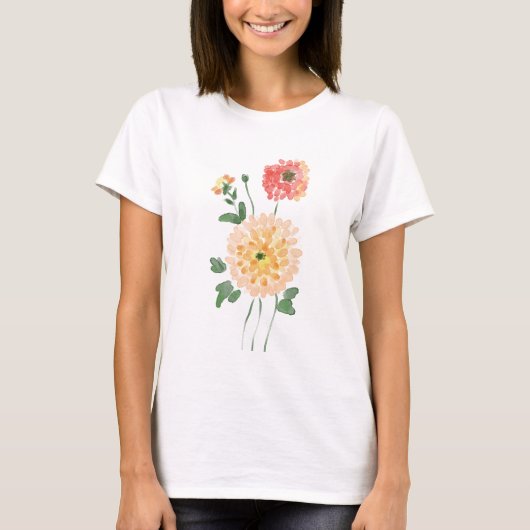 菊の花束が付いたTシャツ Tシャツ (正面)