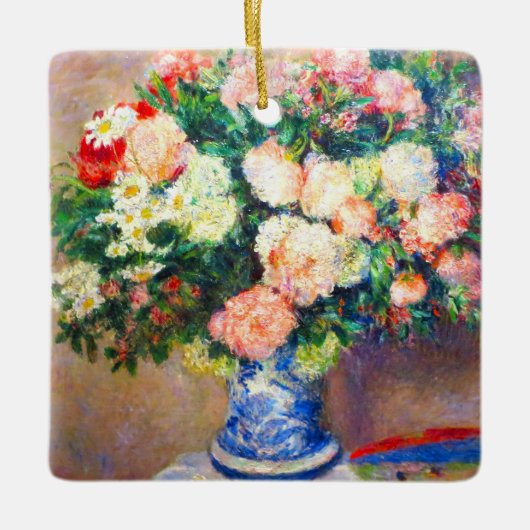 菊の花束とファ日本のン セラミックオーナメント (正面)