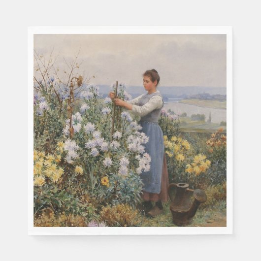 菊の花（庭の少女） スタンダードランチョンナプキン (正面)