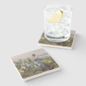 菊の花（庭の少女） ストーンコースター (横)