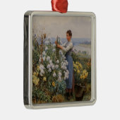 菊の花（庭の少女） メタルオーナメント (右)