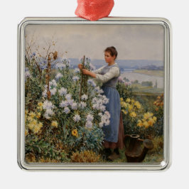 菊の花（庭の少女） メタルオーナメント