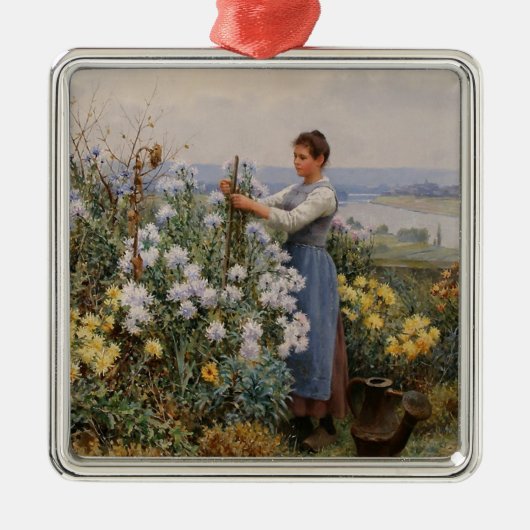 菊の花（庭の少女） メタルオーナメント (正面)