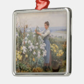 菊の花（庭の少女） メタルオーナメント (左)