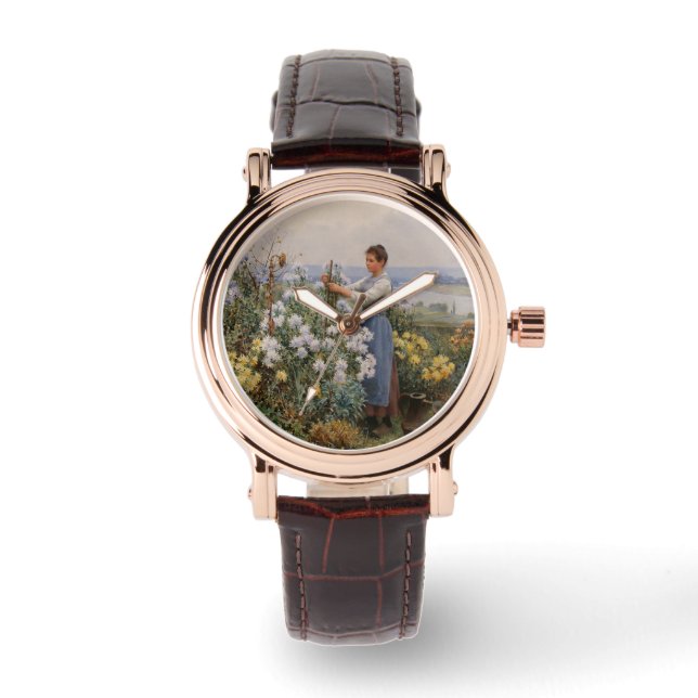 菊の花（庭の少女） 腕時計 (正面)