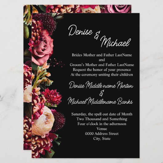 菊の花 招待状 (正面/裏面)