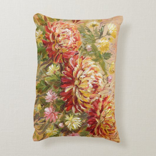 菊の草地：アクリル絵画の手。 アクセントクッション (裏面(縦))