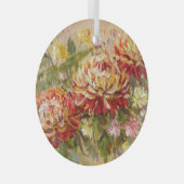 菊の草地：アクリル絵画の手。 ガラスオーナメント (正面右)