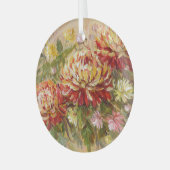 菊の草地：アクリル絵画の手。 ガラスオーナメント (正面左)