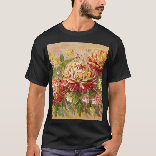 菊の草地:アクリル絵画の手。 Tシャツ (正面)