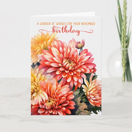 菊の11月の誕生日 カード (正面)
