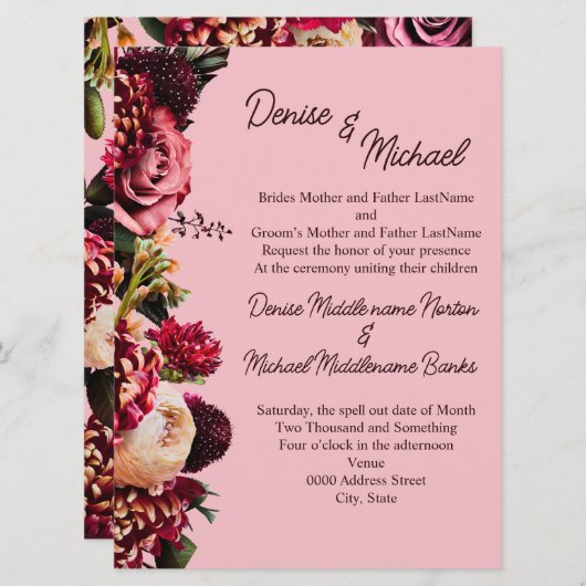 菊オンアーモンドブロッサムピンク 招待状 (正面/裏面)