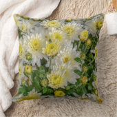 菊フローライエローグリーンホワイト クッション (ブランケット)