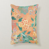 菊中国の:フローラオレンジ柄。 アクセントクッション (正面(垂直))
