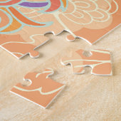 菊中国の:フローラオレンジ柄。 ジグソーパズル (側面)