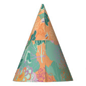 菊中国の:フローラオレンジ柄。 パーティーハット (裏面)