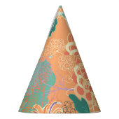 菊中国の:フローラオレンジ柄。 パーティーハット (左)